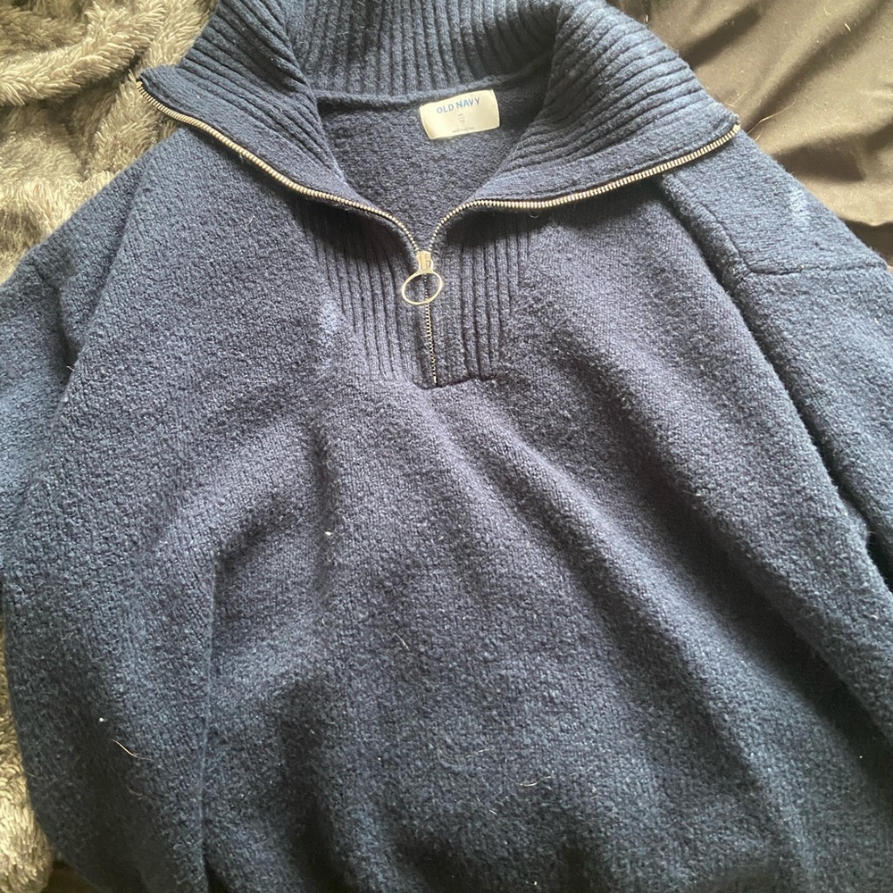 navy half zip sweater